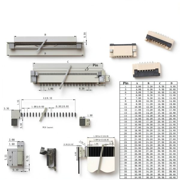 1mm FFC FPC Connector Cable Kit Ssighuyx 150mm Cable 50 Connectors-3