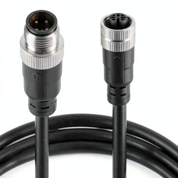 M12 4-Pin Male to Female Cable by Solnique Waterproof Extension-0